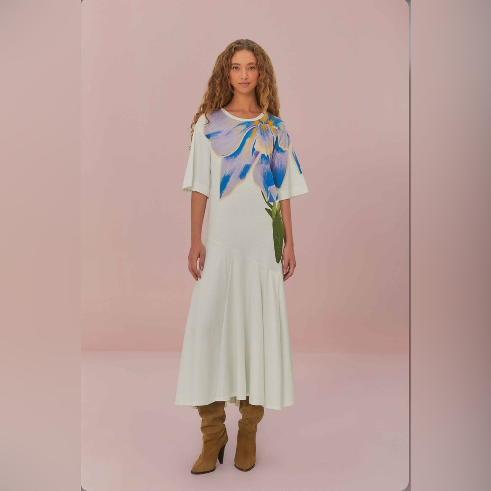Farm Rio Off-White Flower Maxi Dress